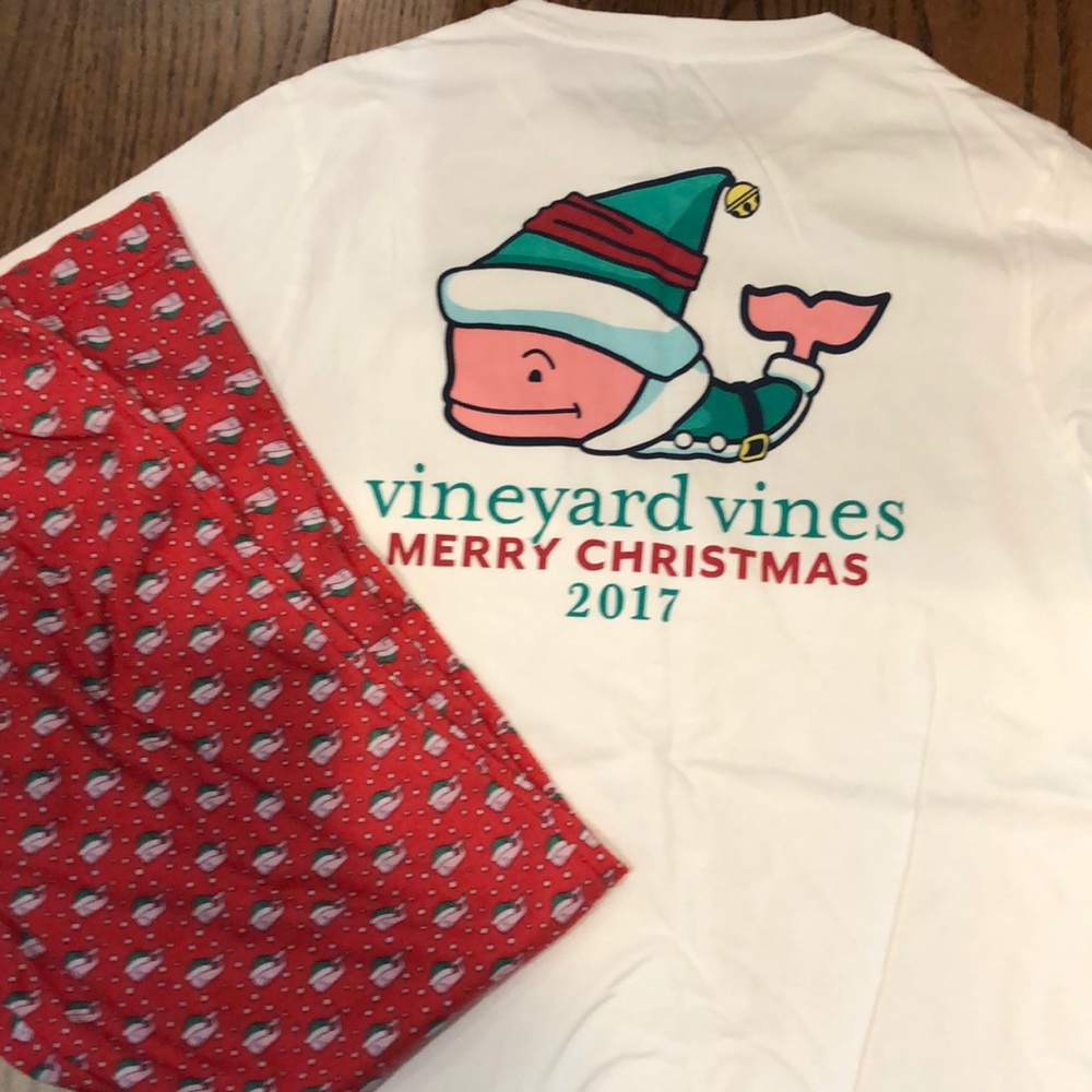 Boys Vineyard Vines Santa elf whale shirt